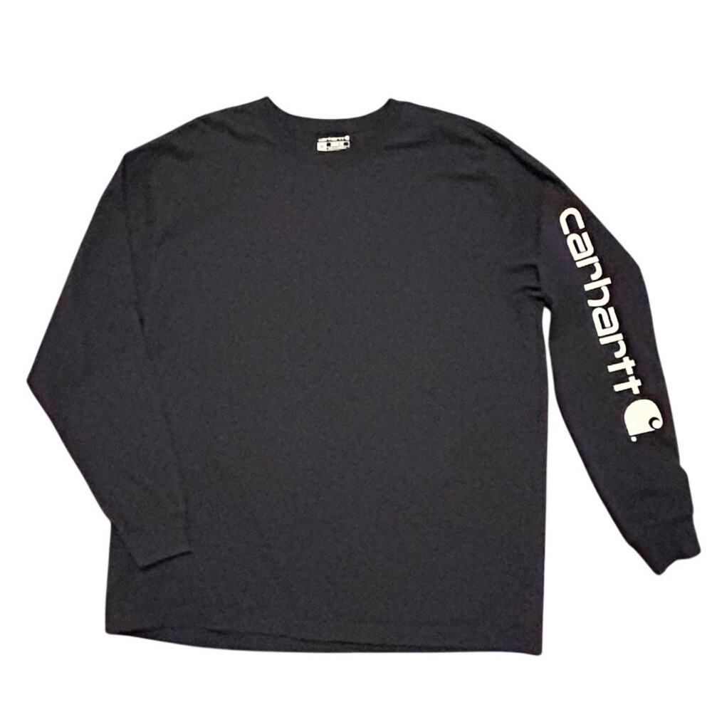 Carhartt K231 Workwear Sleeve Logo Long Sleeve T-Shirt Navy XL Loose Fit